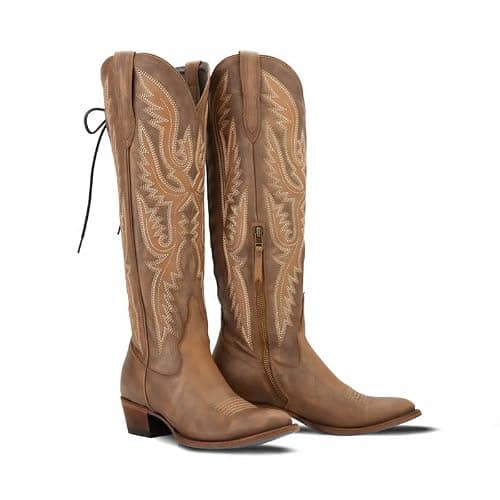 MissHeel Over the Knee Cowboy Boots for Women Adjustable Thigh High Cowgirl Boots - Image 1