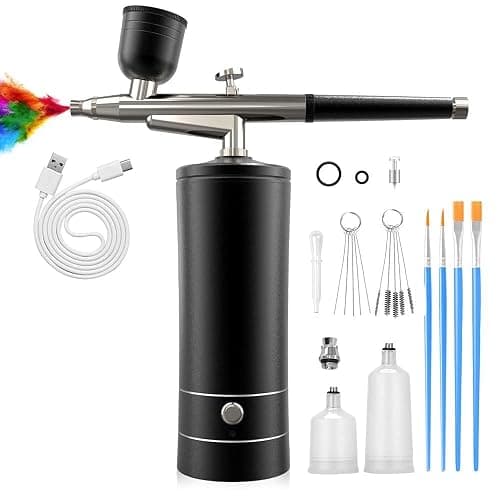 Airbrush Kit with Compressor, Bornbyme Airbrush for Nails Paint Sprayer DIY Air Brush Spray Gun for Painting, Ombre Nails, Makeup, Cake Baking, Barber and Tattoo, Black - Image 1
