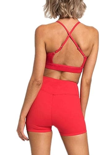 IMEKIS Women's Workout Sets 2 Piece Yoga Outfit High Waisted Biker Shorts Leggings Sports Bra Gym Fitness Clothes Tracksuit thumbnail 2