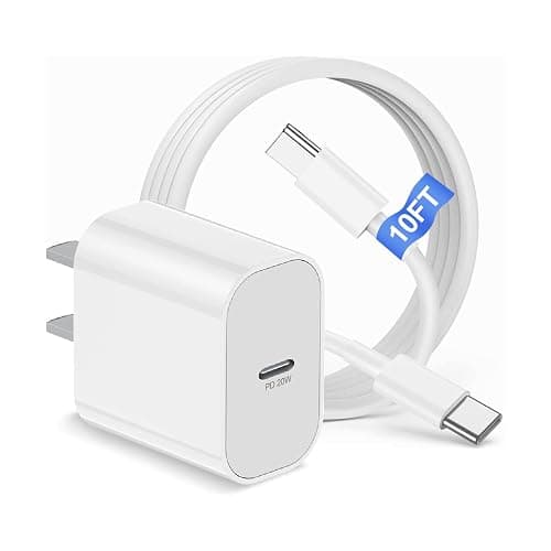 iPhone 16 15 Charger Block/10ft Type C to C Cable Cord Long, 20W USB C Fast Charging Plug for Apple iPhone 16 Pro Max/16 Plus/15 Pro,iPad AirPods Max 2 (2024)/AirPods Pro 2nd Gen/4/Power Adapter Cube - 1Pack 10 FT - white - Image 1