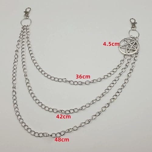 Punk Pants Chain, Pentagram Keychains for Men Women Jean Trouser Biker Chains Jewelry Gothic Rock Emo Accessories thumbnail 2