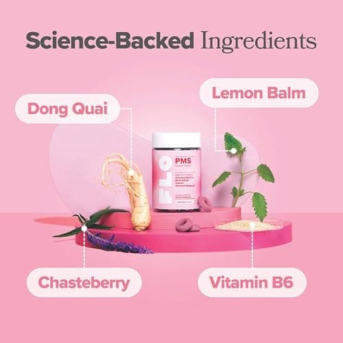 O Positiv FLO PMS Gummies for Women - Proactive PMS Relief - Targets Hormonal Breakouts, Bloating, Cramps, & Mood Swings with Chasteberry, Vitamin B6, & Lemon Balm - PMS Gummies (Pack of 1) thumbnail 3