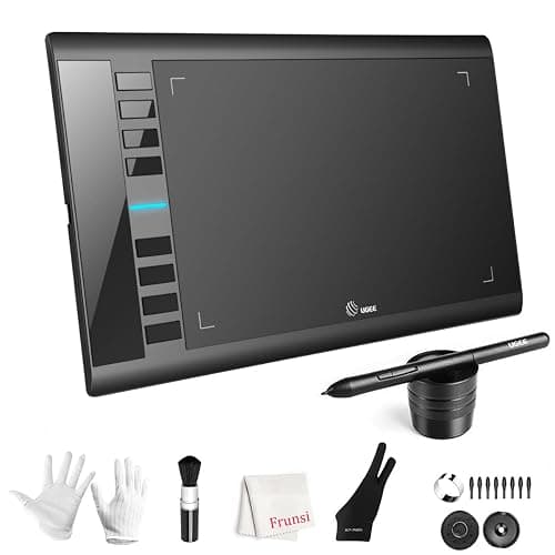 Drawing Tablet, UGEE M708 10 x 6 inch Large Drawing Tablet with 8 Hot Keys, Passive Stylus of 16384 Levels Pressure, Digital Graphics Art Tablet for PC Paint, Design, Art Creation Sketch - Image 1