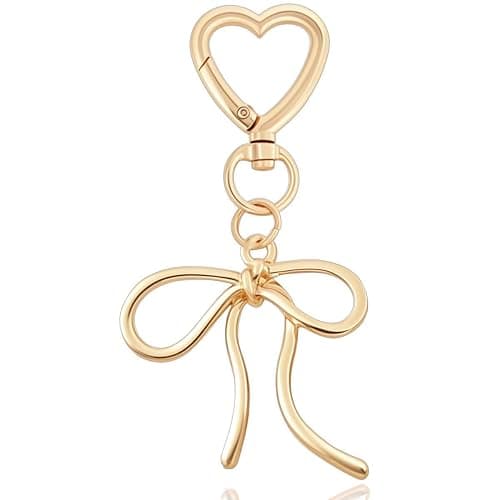 Rikhiua Cute Bow Keychain Elegant Bow Bag Charm Heart Keychain for Women Keys Bag Purse Decor Friend Sister Family - Image 1