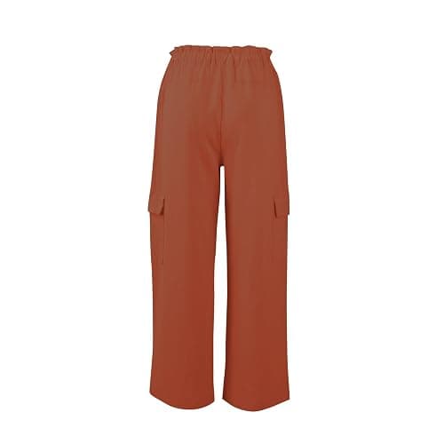 bawilom Cotton Linen Pants Women Summer Casual High Waist Wide Leg Trousers Lightweight Loose Cargo Pant with Pockets thumbnail 5