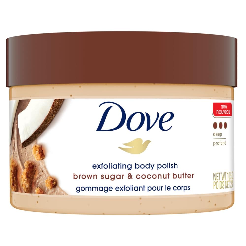 Dove Body Scrub Brown Sugar and Coconut Butter Deep Exfoliating Body Polish 298g, reveals visibly smoother, Soft Skin with Lasting Nourishment - Image 1