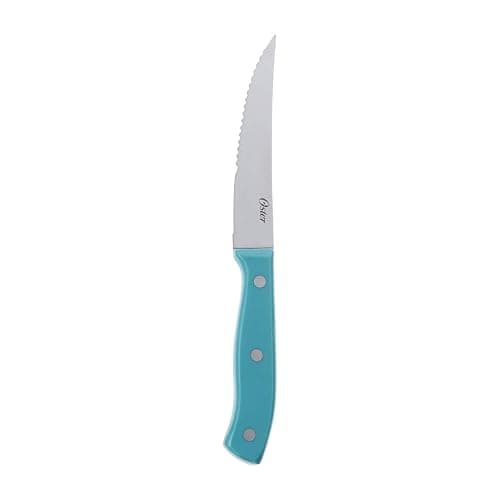 Oster Evansville 14 Piece Stainless Steel Cutting Kitchen Knife Cutlery Set with Wooden Block Holder and Knife Sharpener, Turquoise thumbnail 5