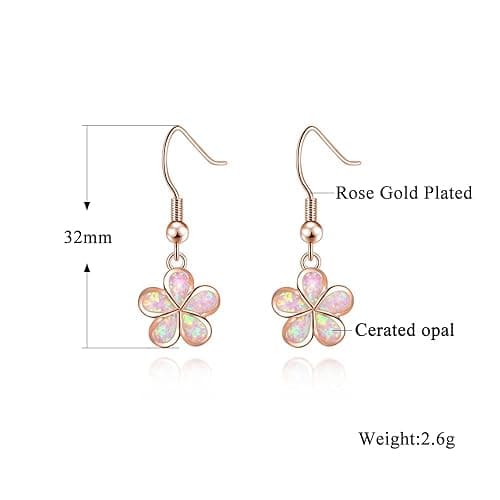 CiNily Gold Plated Flower Shaped Opal Hypoallergenic Stud Earrings Flower Dangle Drop Earrings Jewelry Gift for Women Girls Gemstone Earrings - a.dangle flower-pink thumbnail 3
