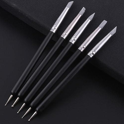 5 Pcs Silicone Nail Art Sculpture Pen with 1 Pcs Dual-Ended Poly Gel Brush Nail Dotting Tool Nail Art DIY Decoration Tool for Home Salon thumbnail 3
