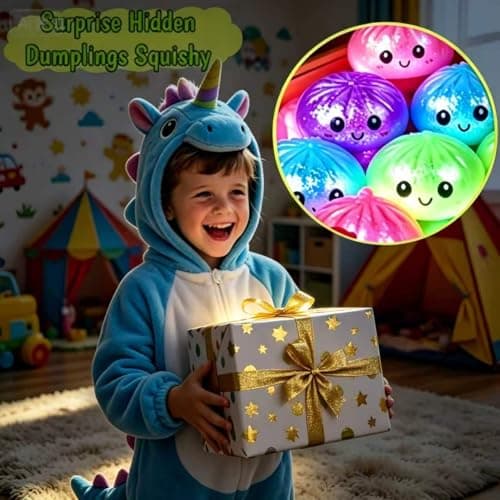 Dumpling Glowing Mystery Box,Dumplings Squishy，Sensory Stress Ball Squeeze Toys for Stress Relief ，Soft Squeeze Decompression Dumplings Stress Balls，Steamer Stretchy Desk Toys (Purple) thumbnail 6