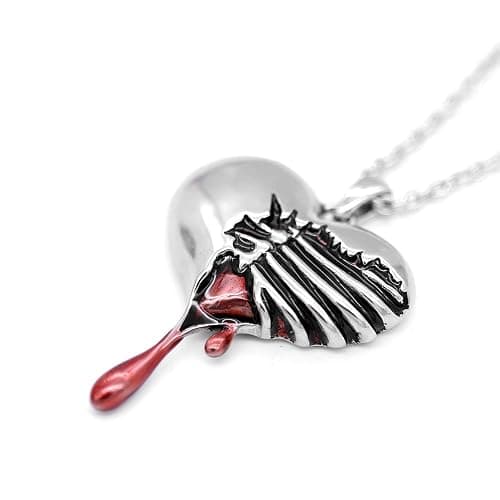 Controse Silver-Toned Stainless Steel Bleeding Heart Necklace with Pendant thumbnail 3