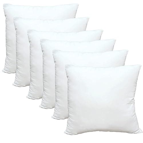 Obruosci Luxury Throw Pillow Inserts, Pack of 6, 20 x 20 inches Hypoallergenic Ultra Soft White Polyester Microfiber Durable Couch Cushion Fillers - 20x20 Inch(Pack of 6) - Image 1