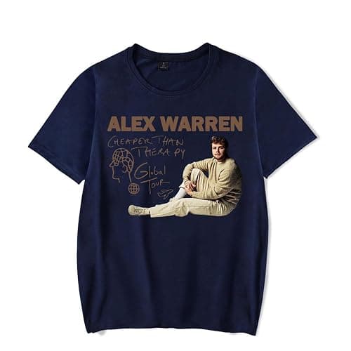Alex Warren Merch Tour T-Shirt Fashion Tee Unisex Men Women Short Sleeve Crewneck Streetshirt Tops - Navy - Medium - Image 1