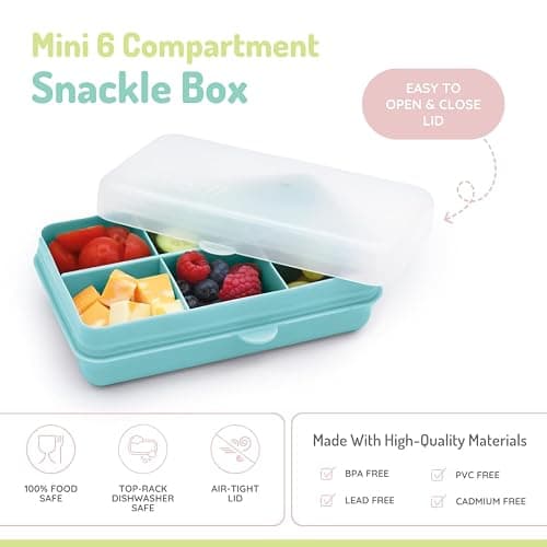 melii Snackle Box | 6-Compartment Divided Snack Container, BPA-Free Food Storage with Removable Dividers for School, Travel & On-the-Go Snacking (Blue) thumbnail 4