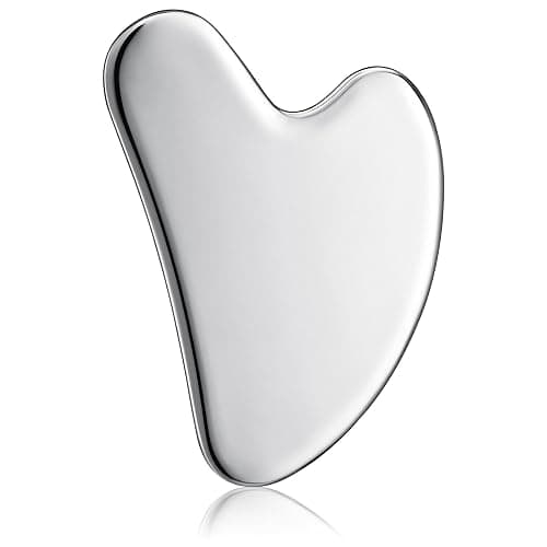 rosenice Gua Sha Facial Tools Guasha Tool Gua Sha Jade Stone for Face Skincare Facial Body Acupuncture Relieve Muscle Tensions Reduce Puffiness Festive Present (Metallic) - Image 1