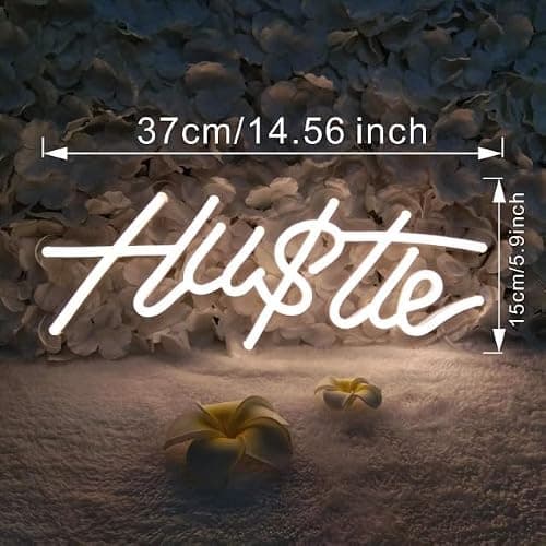 HUSTLE Neon Signs for Wall Decor, Hustle Words LED Neon Lights for Bedroom Man Cave Dorm Gym Room Office Room, USB Powered, Humble Led Neon Light Sign for Party Decorations (Hustle2) thumbnail 3