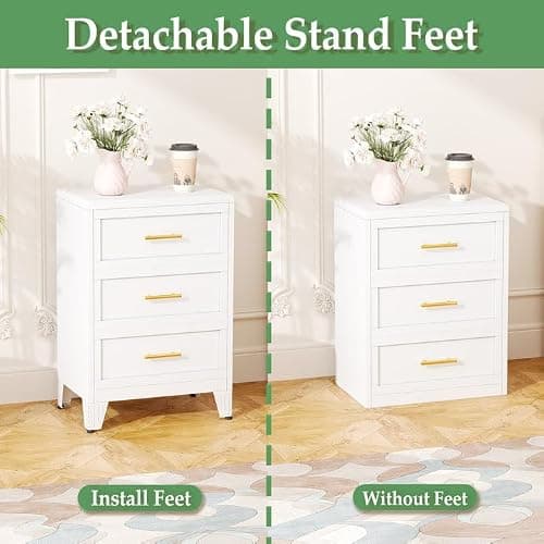 Ckzbx Metal Dresser Narrow Dresser for Bedroom Chest, 26.42" H Drawer Chest, Closet Dressers & Chests of Drawers for Living Room, Hallway (2 Drawers White 24inch Wide) thumbnail 6