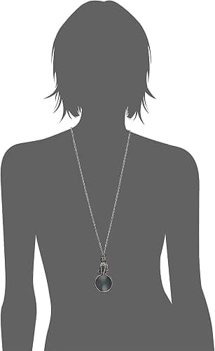 1928 Jewelry Pewter Cat Magnifying Glass Pendant Necklace For Women 30" - Magnification Power: 2-3X, Multifunctional Magnifier Perfect For Reading Menus, Labels, Books, Magazines And Great For Librarians, Elderly, Crafters, Students, Made In USA thumbnail 2