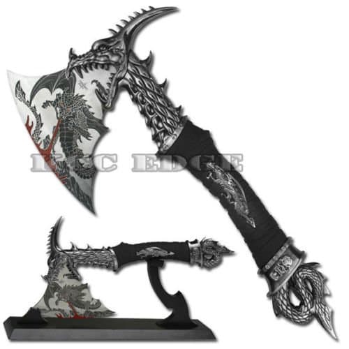 Snake Eye Fantasy Master Dragon Axe with Stand - Image 1