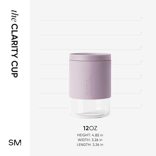Simple Modern Clarity Cup | Glass Coffee Tumbler with 360° Lid and Silicone Sleeve | Iced Cold Brew and Tea Travel Mug | 12oz, Lavender Mist thumbnail 3