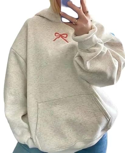 Pinclodly Hoodies for Teen Girls Long Sleeve Cute Sweatshirts Hooded Embroideried Bow Sweatshirt Preppy Clothes Fall Winter - Image 1
