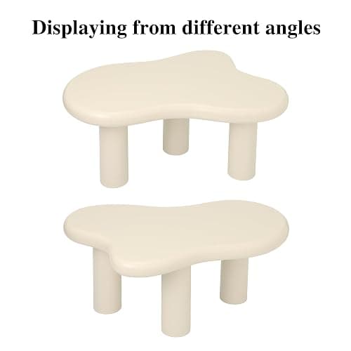 Mordchil HF 34"(L) Cloud Coffee Table, Modern Wood Coffee Table for Living Room, Accent Unique Center Tables with 3 Legs, Small Tea Tables for Balcony, Patio, Bedroom, Cream White thumbnail 6