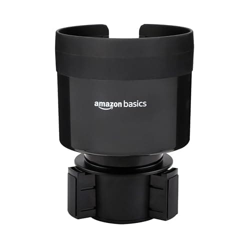 Amazon Basics Car Cup Holder Expander with Adjustable Base, Fits Large Bottles 3.4 to 3.8 in Diameter, Securely Holds Yeti, Hydro Flask and More, Black - Image 1
