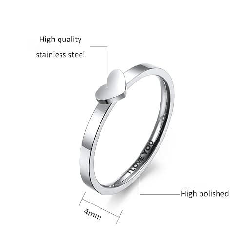 Yifnny Matching Rings for Couples, Couple Heart Rings Set Couple Rings I LOVE YOU Matching Heart Promise Rings for Her and Her Engagement Wedding Ring thumbnail 7