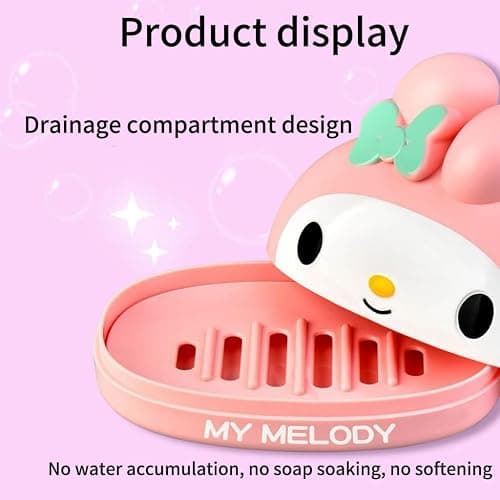 for Kitty Cute Soap Case Holder Container with Lid - Cute Soap Dish for Bathroom Accessories (White kt) thumbnail 5