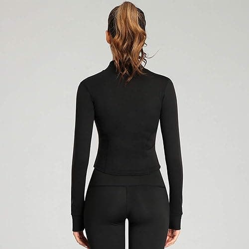 Lviefent Womens Lightweight Full Zip Running Track Jacket Workout Slim Fit Yoga Sportwear with Thumb Holes thumbnail 4
