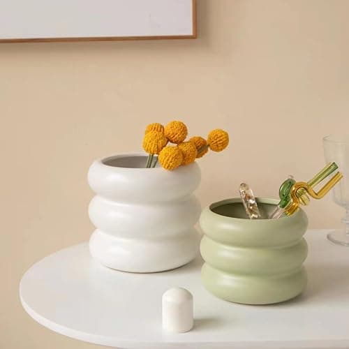 SANDYBAYTAS Ceramic Plant Pot Indoor, 6.5 Inch Flower Pot with Drainage Hole, Tiered Bubble Design Ceramic Planter for Home & Office Decor (White) thumbnail 6