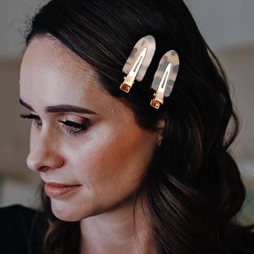 Canitor No Bend Hair Clips - Women's Resin Flat Tortoise Shell Clips for Hairstyling, Makeup, and Salon (4Pcs) thumbnail 2