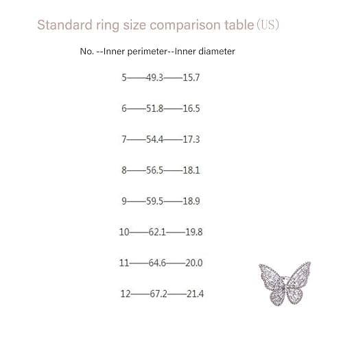 Aimimier Cubic Zirconia Butterfly Ring Sparkling Crystal Bow-Knot Knuckle Ring Wedding Jewelry for Women and Girls (Silver) thumbnail 6
