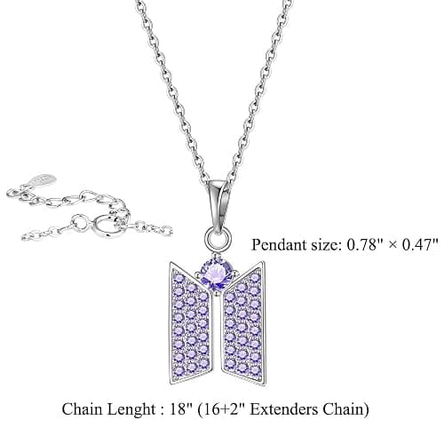 Army Necklace Bangtan Boys Pendant Merch 18K Gold Plated Cubic Zirconia Jewelry for Fans Gifts thumbnail 2