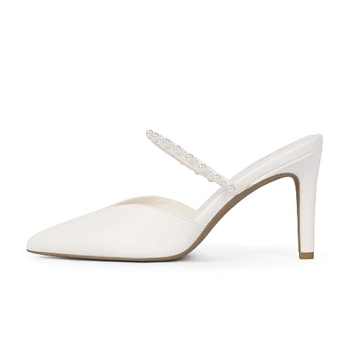Modatope Pointed Toe Ankle Strap Heels for Women Stiletto Closed Toe Pumps Women Dress Party Mules Sandals thumbnail 4