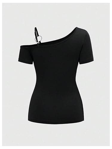 SOLY HUX Women's Y2K Gothic Tops Off The Shoulder Graphic Tees Short Sleeve Vintage T Shirt Emo Grunge Alt Clothes thumbnail 2
