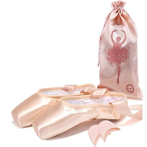 Nexete Professional Vanassa Ballet Pointe Shoes Satin Dance Slipper Flats with Toe Pad & Ribbon,Leather Sole,Resilient Shank Able to Reach Full Pointe for Girl Women thumbnail 5