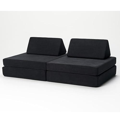 Kiddie Couch Modular Kids Play Couch, Endless Configurations, Great for Forts and Imaginative Play (Jet Black) - Image 1