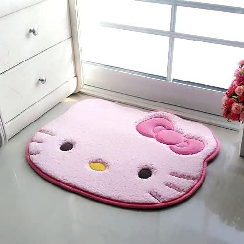 SOFPRO Area Rugs Kawaii Carpet Super Soft Area Rugs Cute Cartoon Kitten Face Pattern Bedroom Mats，Luxury Shaggy High Absorbent and Anti Slip thumbnail 3