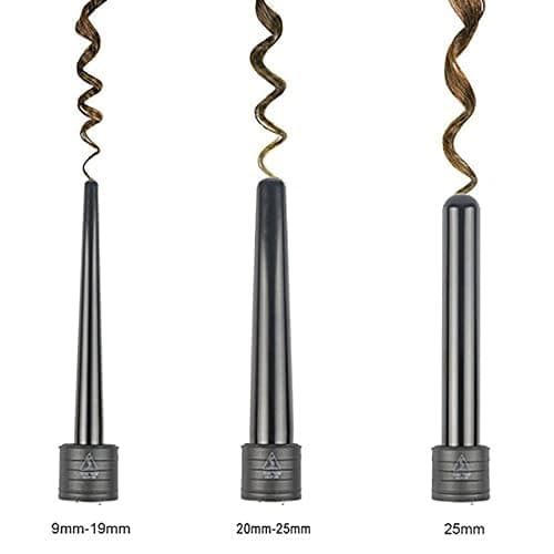 iMissiu Tourmaline 3 in 1 Curling Wand Set with 3 Interchangeable Curling Iron Ceramic Barrels with Heat Resistant Glove – Black thumbnail 2