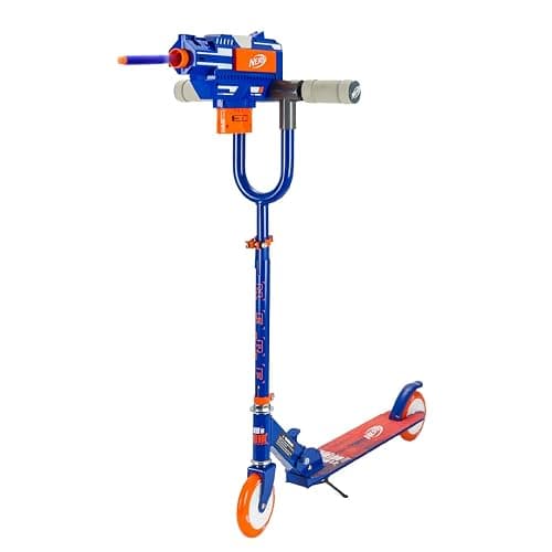 NERF Kick Scooter for Kids, Dual Barrel Blaster Fires Up to 40 Feet, Supports Up to 150lbs, Rear Brake, Sturdy Steel Frame, Wide Surface Textured Molded Deck, Outdoor Activities for Boys/Girls - Image 1