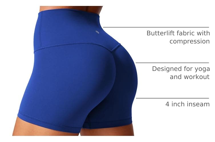 CRZ YOGA Secretsculpt Butterlift Biker Shorts 4" - No Front Seam High Waisted Womens Workout Gym Booty Scrunch Butt thumbnail 3