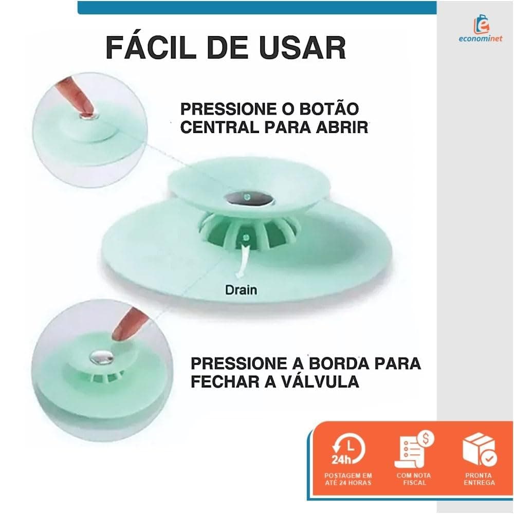 Tampa de Ralo com Válvula Sistema de Drenagem Higiene 10cm - Starfer (Verde) thumbnail 7