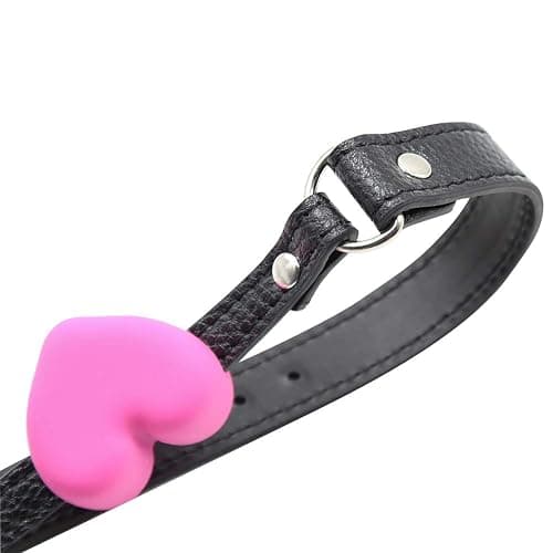 Silicone Mouth Gag, Heart Shaped Muzzle Adjustable Bondage Leather Strap On SM Adult Sex Toy for Couple Lover thumbnail 2