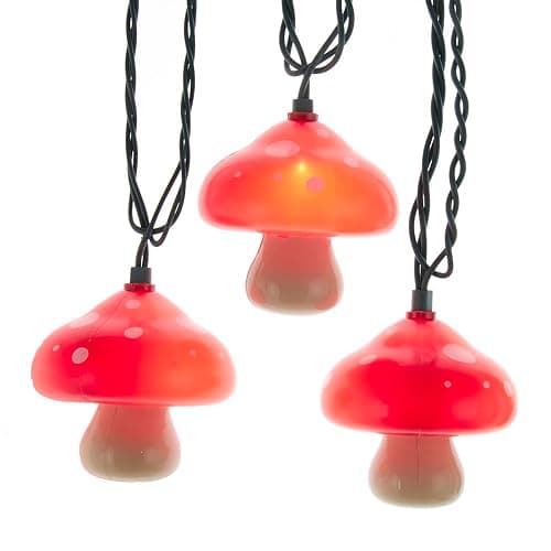 Kurt Adler 12-Foot UL 10-Light Mushroom Light Set with Green Wire - Image 1