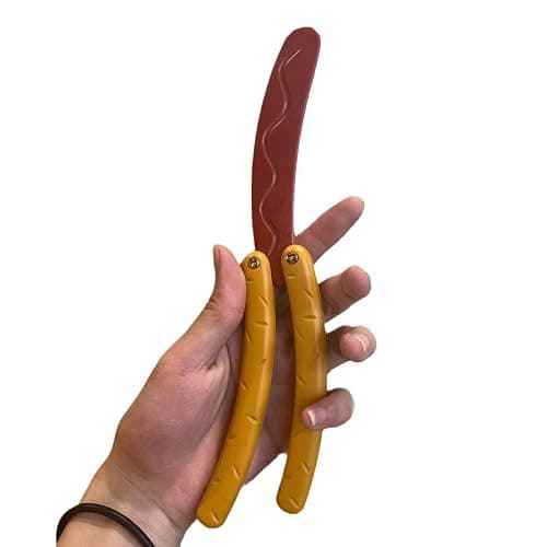 RMISODO 2 Pcs Hotdog Butterfly Fidget Knife Toy, Colorful and Novel Shape,Made with 3D Printing Technology ,Sturdy and Durable,Perfect Stress Relief Toy thumbnail 4