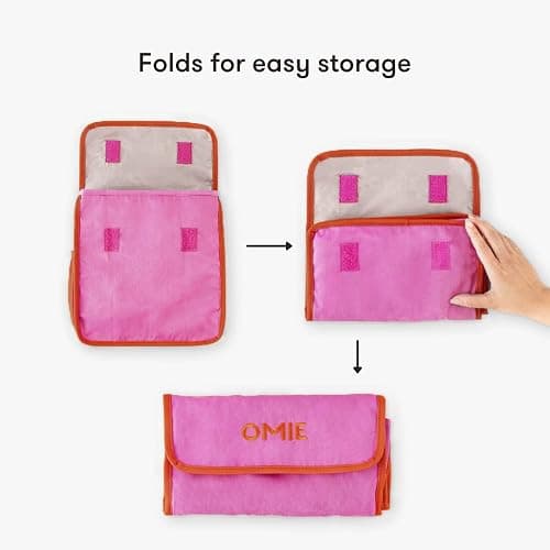 Omie OmieBox Lunch Bag - Washable, Foldable, Durable, WaterResistant Fabric with Interior Pocket and External Bottle Holder (Pink) thumbnail 5