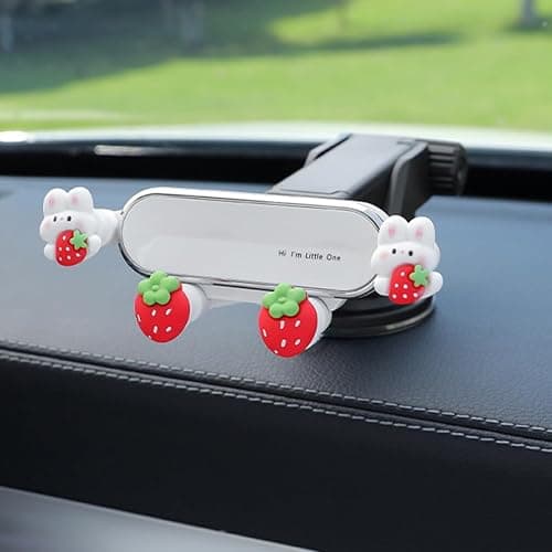 DIYEAH Cute Phone Mount for Car, Cute Zodiac Rabbit Car Phone Holder, Bunny Mount Air Vent Mobile Support for All Cell thumbnail 2