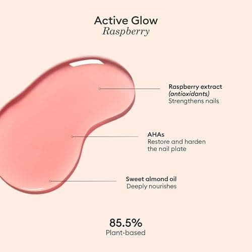 Manucurist Active Glow Raspberry Nail Polish & Care - Ultra-Glowy 2 in 1 Nail Concealer & Care - Plant-Based Ingredients: Sweet Almond Oil, Raspberry for Nourished Nail Rosy Mirror-Like Shine thumbnail 5
