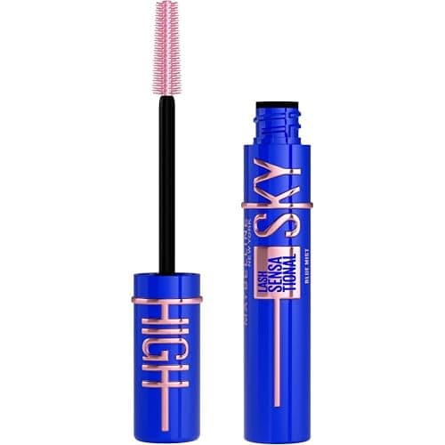 Maybelline Blue Mascara, Lash Sensational Sky High Volumizing & Thickening, Eyelash Lengthening, Flake-Free Formula, Washable Coloured Mascara Infused with Bamboo Extract, Colour: Blue Mist - Image 1